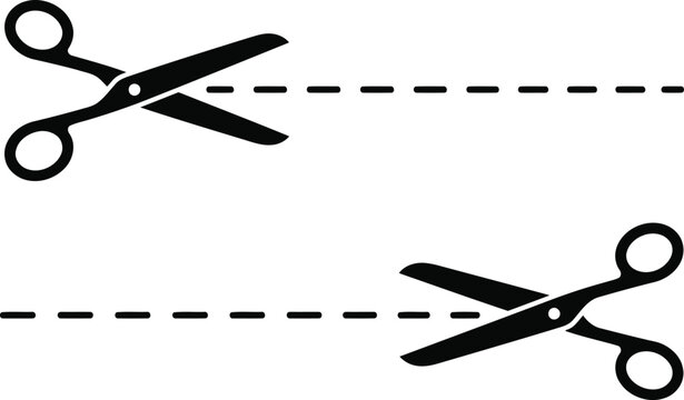 Scissors cutting dashed line icon vector graphic scissors separation instrument illustration