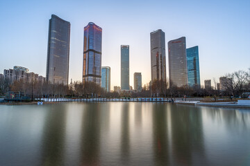 Fototapeta premium Modern architectural complex in Wangjing Business and Financial District, Beijing, China