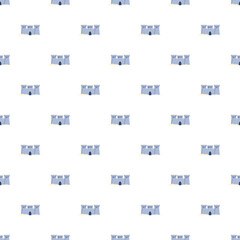 Fototapeta premium Cartoon castle icons repeating as a seamless pattern on a white background