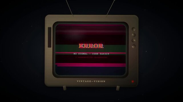 Vintage television sets displaying test patterns error screens and static noise