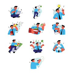 Fototapeta premium Modern Business Workflow Flat Illustration Collection