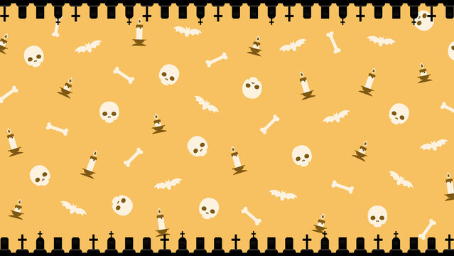 ゴシック ハロウィン かわいい ドクロ スカル 配信 サムネイル バナー デザイン 背景 イラスト 
