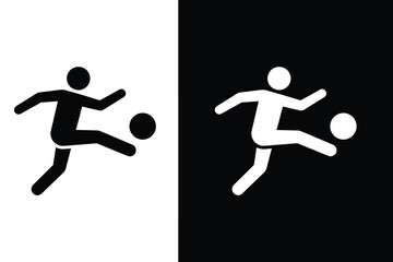 Soccer player kicking ball silhouette icons © MdMohiuddin