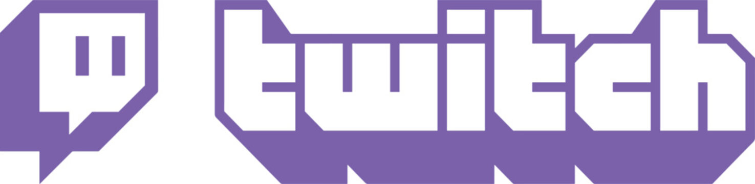 Twitch logo with icon and wordmark isolated on white background, editorial vector of the popular global video live streaming service for gamers