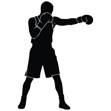 Boxer silhouette vector illustration boxing sport.