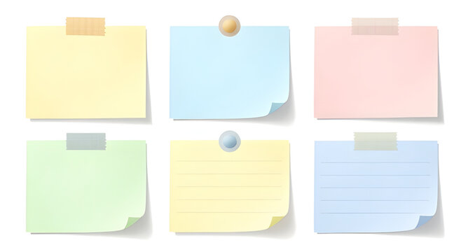 adhesive, stickynotes, notes, colorful, square, pinned, paper, memo, reminder, office, stationery, message, pushpin, vector, illustration, isolated, organization