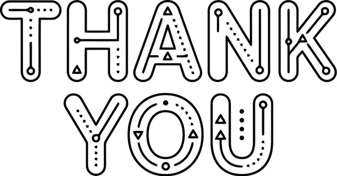 Thank you electronic circuit board style text with glowing lines, modern typography design for digital gratitude message.