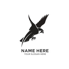 Naklejka premium A bird swoops down in flight, showcasing its wings and sharp talons.