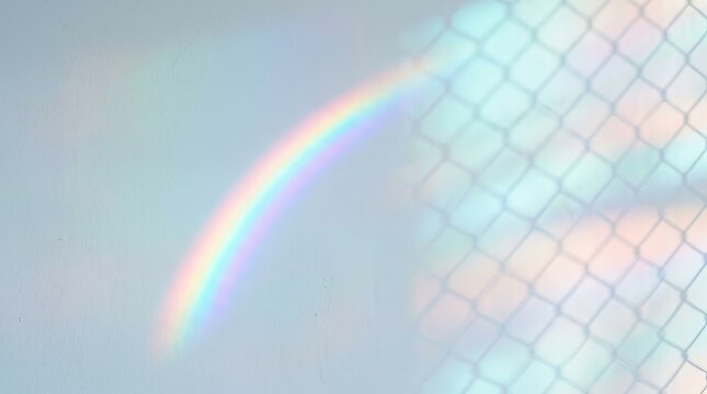 Prism Rainbow Reflection on Blue Wall Background