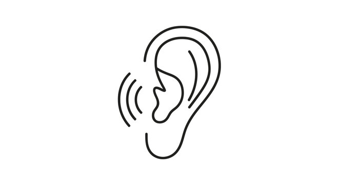 Stylized human ears in halftone dotted style for listening concept