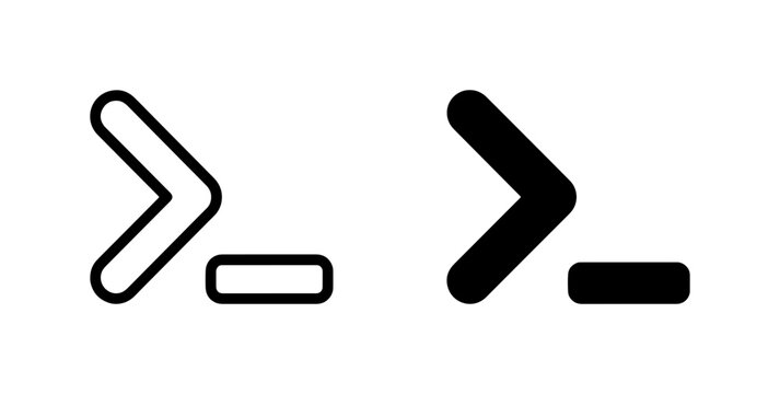 Command Line Interface Icons, Terminal Prompt Symbols, Computer Code Navigation Arrows, Digital Technology and Programming Vector Graphics