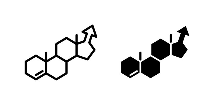 Steroid Molecule Icon Set, Chemical Structure Vector Graphics, Medical Science and Biology Symbols