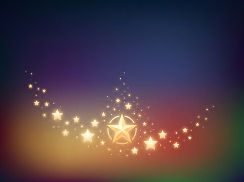Juneteenth Celebration Golden Stars on a Colorful Gradient Background, Evoking Joy and Freedom