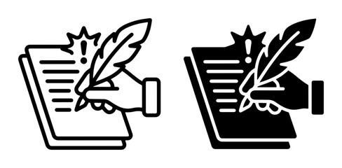 Writing Icon Set, Quill Pen and Paper, Creative Process, Idea Generation, Document Creation, Editorial, Storytelling, Calligraphy © Tamanna