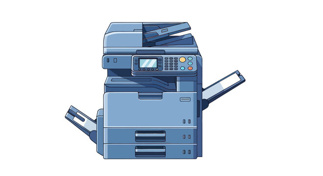 Modern Office Photocopier Machine, Digital Scanner, Printer, Fax