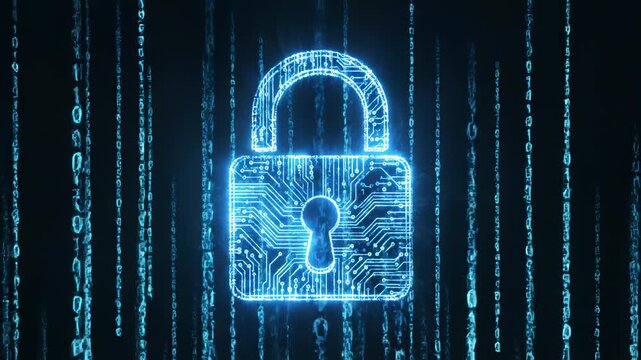 Digital lock with binary code perfect for IT presentations and tech marketing