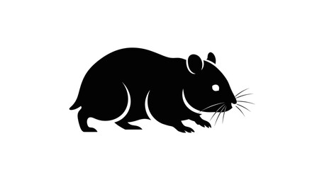 Fototapeta premium Black Silhouette Hamster on White Background, Small Rodent Icon