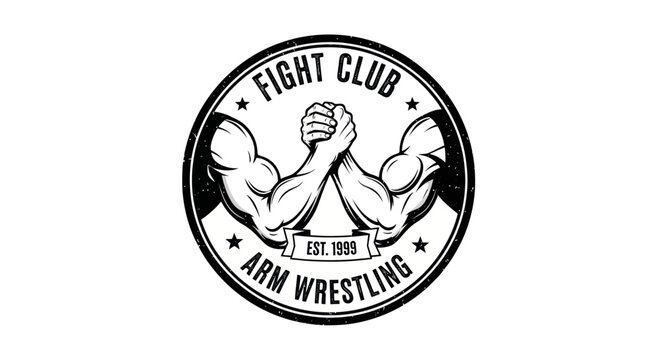 Arm Wrestling Fight Club Logo Emblem - Strength Competition Sport