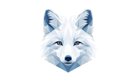 Geometric Arctic Fox Head Low Poly Illustration on White Background © aa