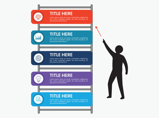 Creative Ladder Style Business Infographic Template with Human Silhouette and Success Growth Concept Design © owngraphic1
