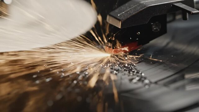 Record player needle creating sparks symbolizing digital transformation and future innovation