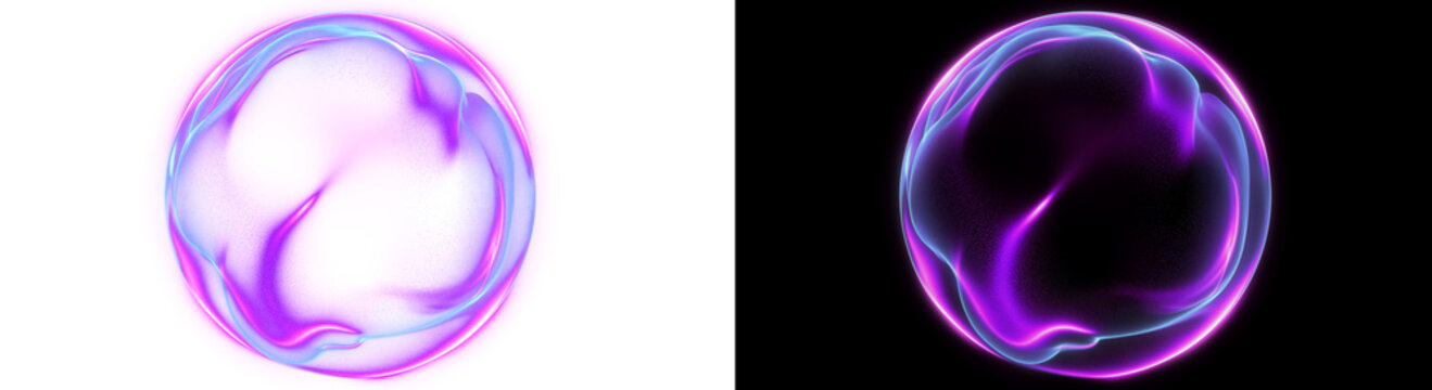 Abstract Magenta Blue Energy Sphere Light And Dark PNG. Glow energy