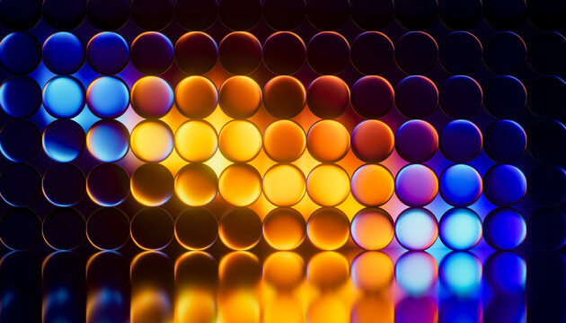 3D gradient sphere grid with luminous digital color wave