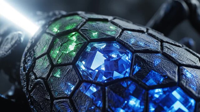 Closeup of textured surface with glowing elements emphasizing sleek aesthetics and strong visual impact