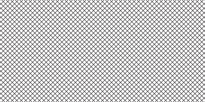 Seamless Geometric Grid Pattern Vector with Black Diagonal Crossed Lines on White Background for Modern Abstract Texture, Minimalist Fabric Print, and Graphic Paper Design