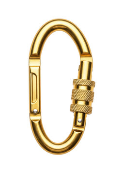 Golden brass carabiner with decorative clasp
