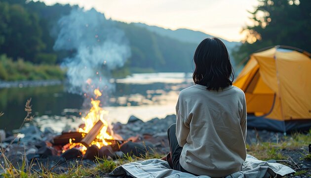 川辺ソロキャンプと静かな焚き火時間