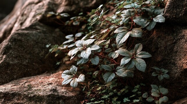Gray Brown Wild Rumex Leaves On Rocky Slope, Retro Mountain Botanical Widescreen Backdrop