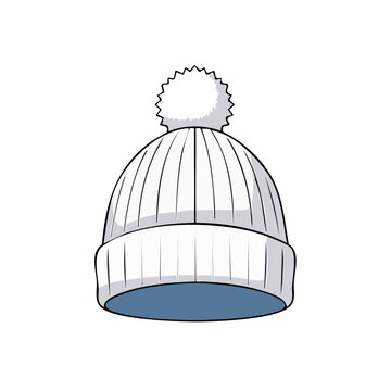 White knitted beanie with pompom