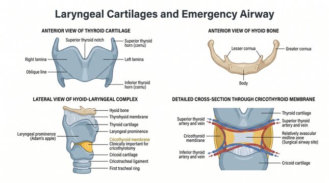 Emergency airway and laryngeal cartilages anatomy chart