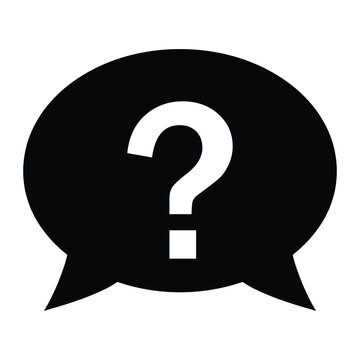Black speech bubble with a white question mark inside question confusion thinking communication dialogue information questioning unanswered