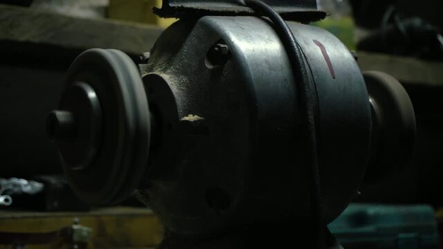 old sharpener for sharpening and processing metal or wood with two wheels