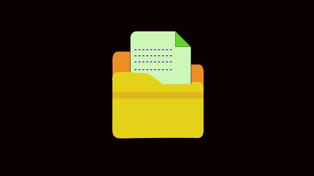 Document folder storage animation data files yellow green orange seamless loop. Animated folder file storage abstract minimalist seamless loop business finance 4k ultra hd.