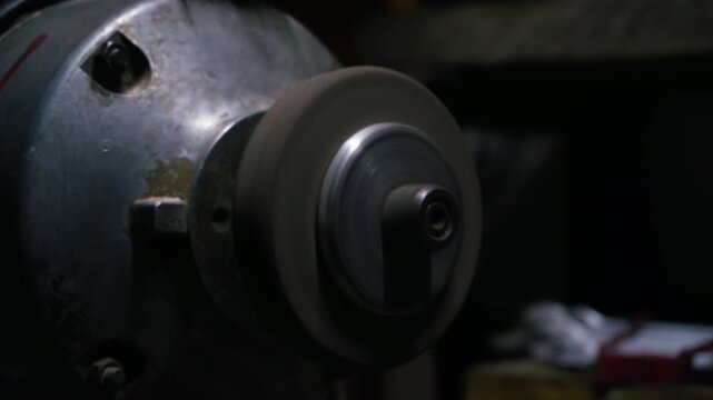 old sharpener for sharpening and processing metal or wood with two wheels