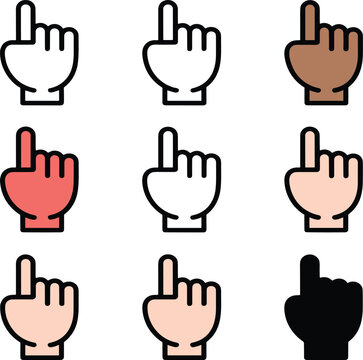 Collection of hands showing middle finger in various skin tones vector illustration EPS PNG file