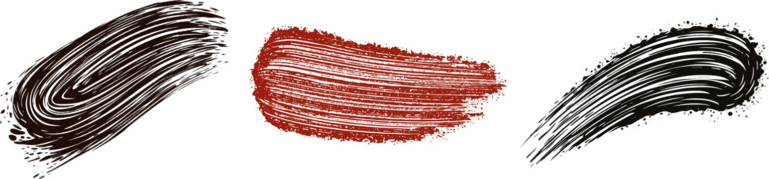 A deep burnt umber paint smear applied with a coarse felt pad exhibits granular texture and irregular high-contrast boundaries suitable for vectorization against a strict pure white background