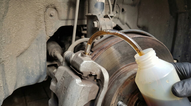 Bleeding Air from Car Brake System Using Clear Fluid and Bottle