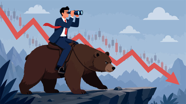 Bear Market Investment Risk and Economic Downturn Illustration