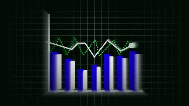 Business data stock chart animation finance market trend economic crisis 4k seamless loop. Animated stock chart business data graph finance market trend decline recession 4k loop.