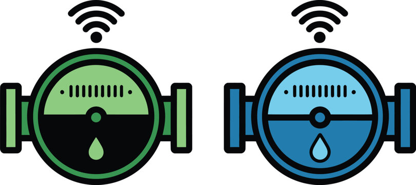 Smart Water Meter Monitoring Icon &ndash; Digital Utility Vector Symbol