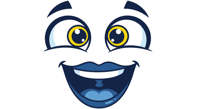 Excited Cartoon Face with Big Eyes and Wide Smile