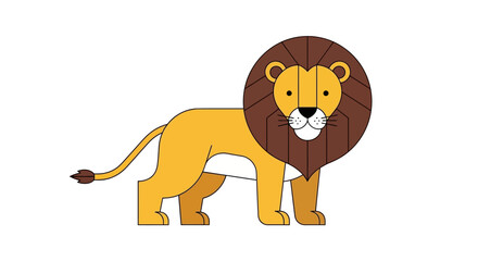 Cartoon lion with big mane standing. © Djiwa