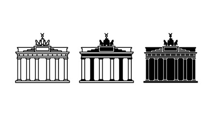 Brandenburg Gate Icons, Berlin Landmark Vector Graphics, Neoclassical Architecture Silhouettes, Travel Landmark Symbols © Kamal