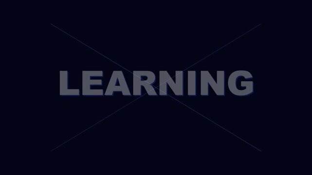 3D render of learning text with minimal geometric lines on dark background creating educational animation designed for knowledge visuals and video overlays