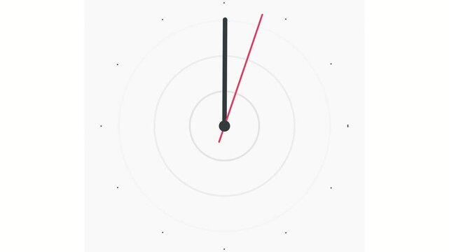 3D render of minimalist clock interface with rotating hands and circular markers on light background creating time animation designed for modern visuals and video overlays.