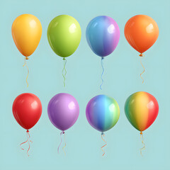 Obraz premium Colorful Party Balloons Isolated on White Background Vector Illustration